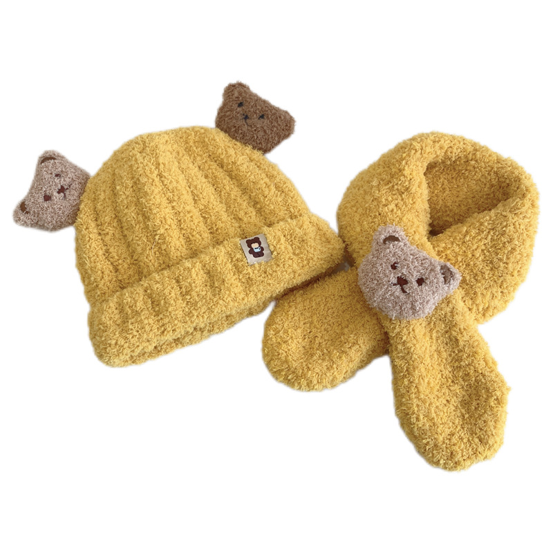Kids Winter Plush Hats Baby Warm Animal Hat Scarf Set Outdoors cap-product