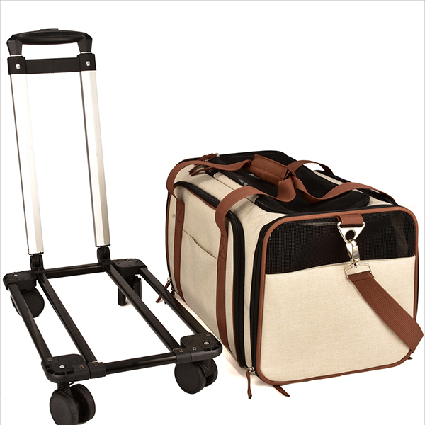 Cat Dog Carrier with Wheels Airline Approved Rolling Pet Carrier with Handle and Shoulder Strap-product