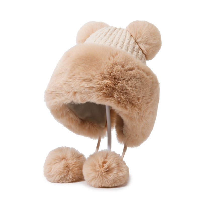 Beanie Hat Knit Faux Fur Crochet Skull Cap Outdoor Ear Cover-product